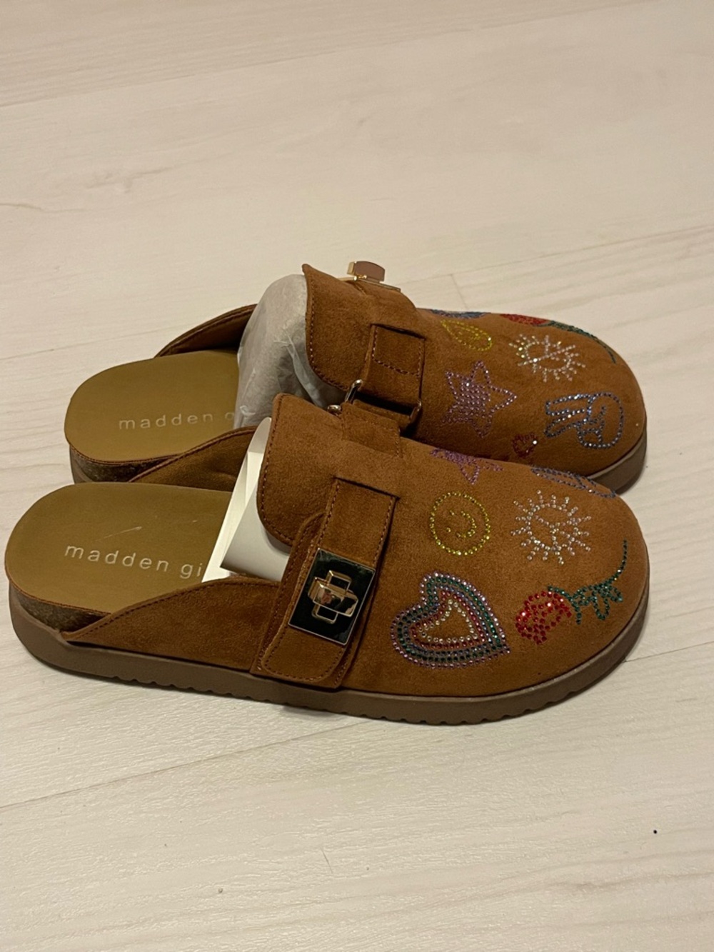 Madden Girl Brown Embellished Kids Slip-On Clog